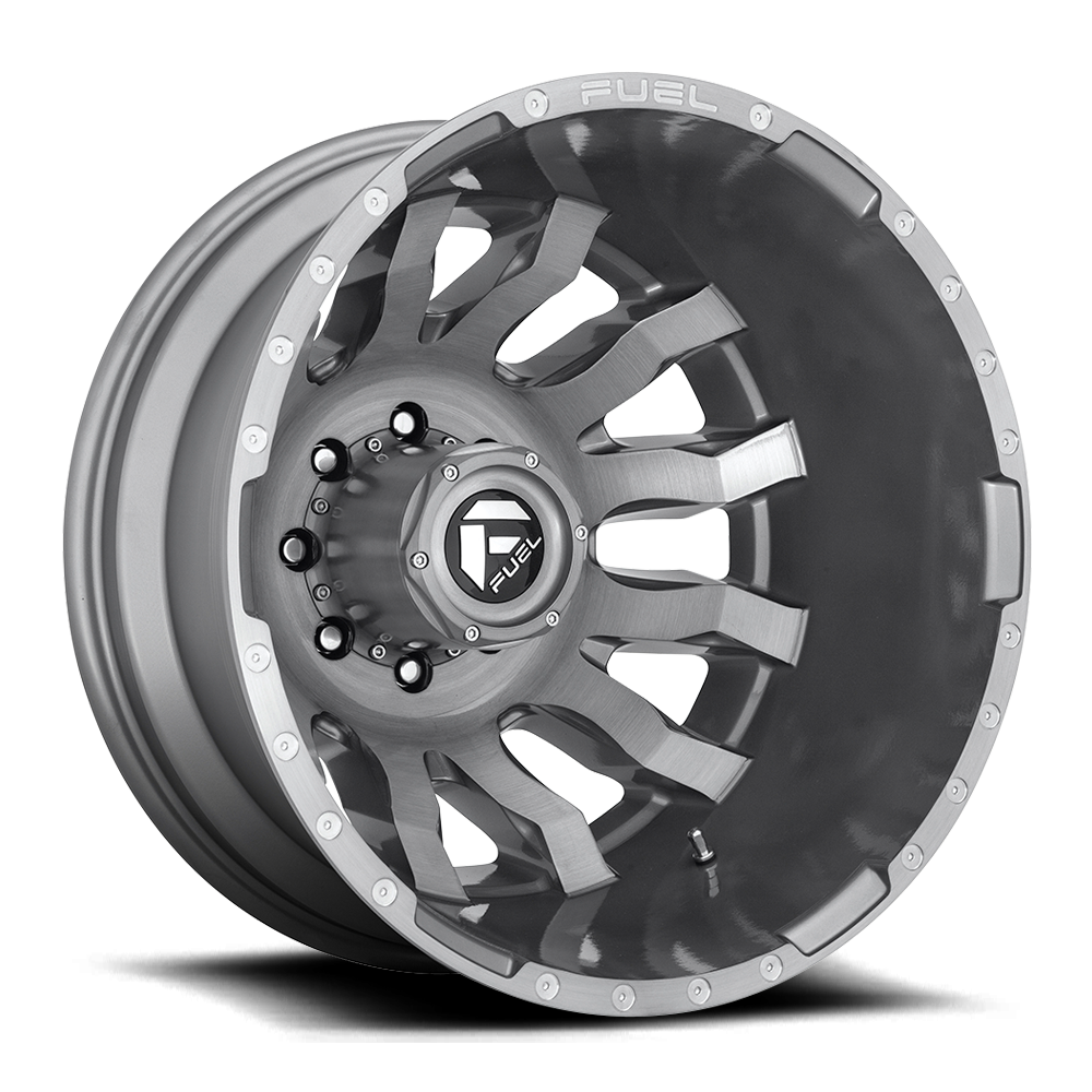 Dually 20X8.25 Blitz Dually D693 Brushed Gunmetal Gray Tinted Clear Fuel Off Road Wheels