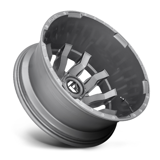 Dually 20X8.25 Blitz Dually D693 Brushed Gunmetal Gray Tinted Clear Fuel Off Road Wheels-1