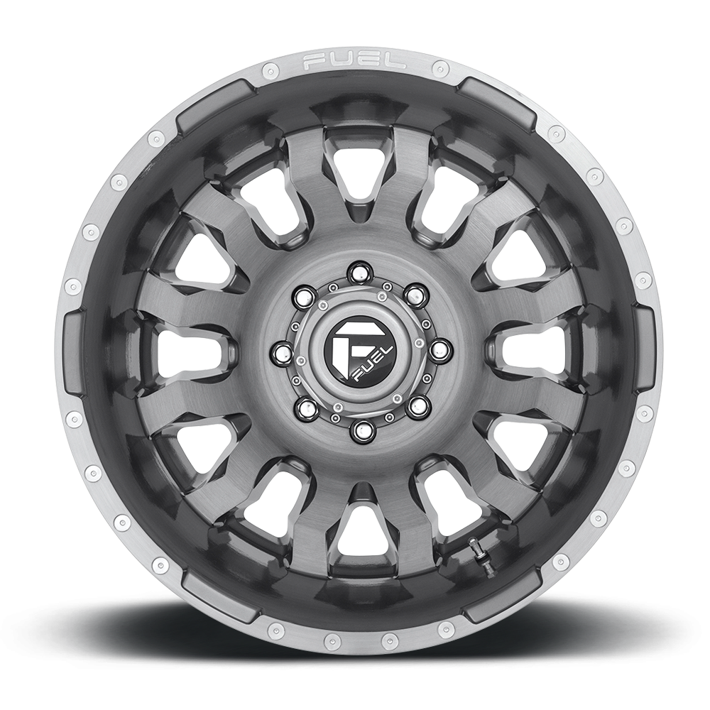 Dually 20X8.25 Blitz Dually D693 Brushed Gunmetal Gray Tinted Clear Fuel Off Road Wheels-2