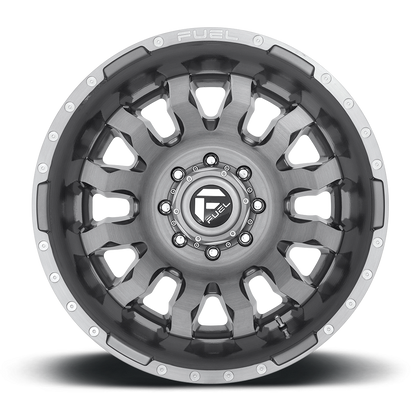 Dually 20X8.25 Blitz Dually D693 Brushed Gunmetal Gray Tinted Clear Fuel Off Road Wheels-2