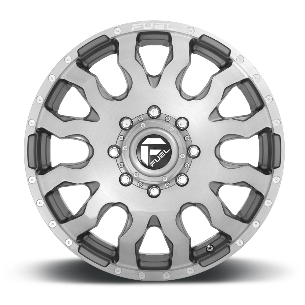 Dually 20X8.25 Blitz Dually D693 Brushed Gunmetal Gray Tinted Clear Fuel Off Road Wheels-8