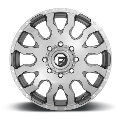 Dually 20X8.25 Blitz Dually D693 Brushed Gunmetal Gray Tinted Clear Fuel Off Road Wheels-8