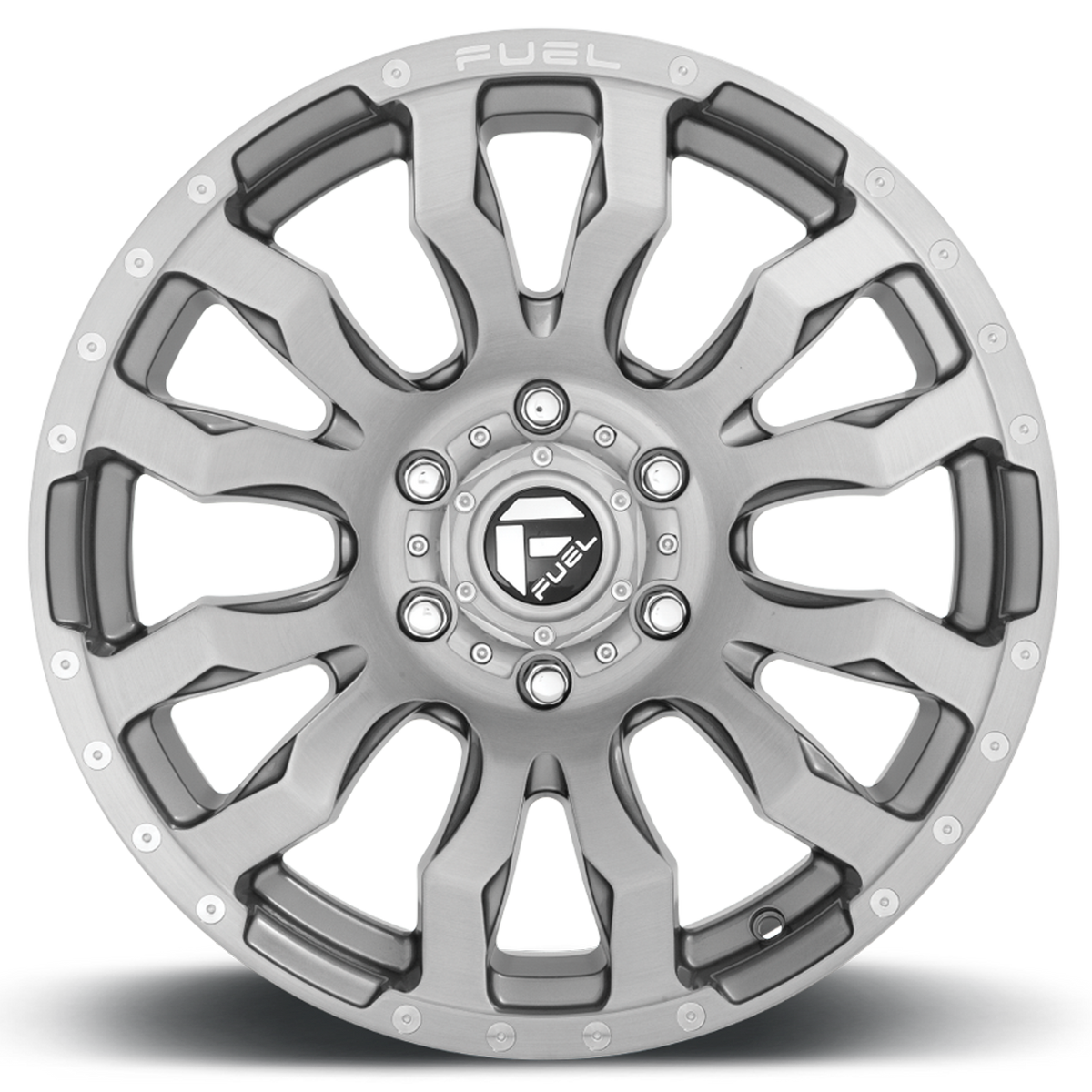 Aluminum 22X12 Blitz D693 Brushed Gunmetal Gray Tinted Clear Fuel Off Road Wheels-2