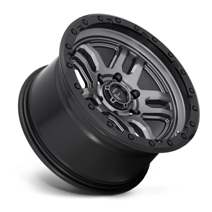 Aluminum 17X9 AMMO D701 Matte Gunmetal Gray W/Black Bead Ring Fuel Off Road Wheels-19
