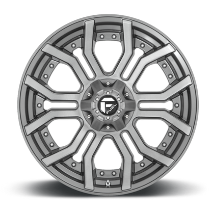 Aluminum 20X10 Rage Platinum D713 Brushed Gunmetal Gray Tinted Clear Fuel Off Road Wheels-5