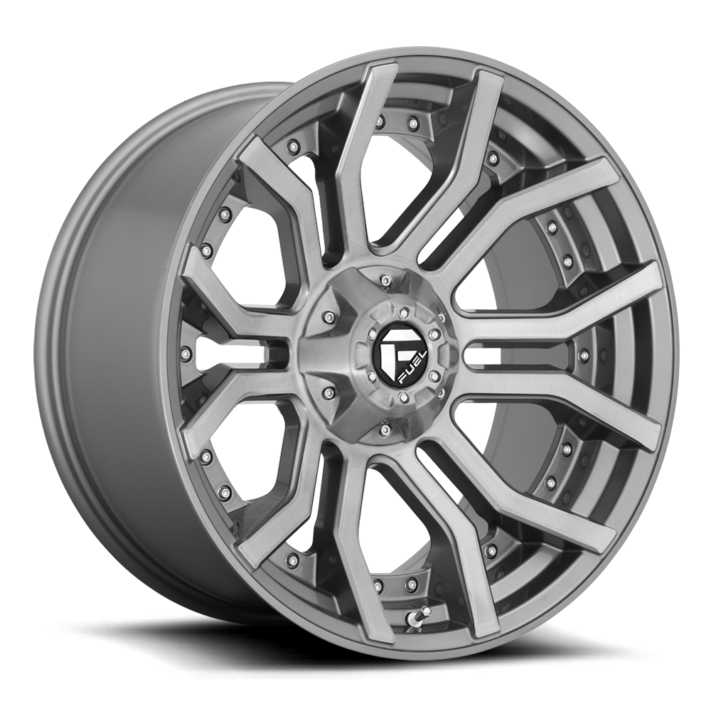 Aluminum 20X10 Rage Platinum D713 Brushed Gunmetal Gray Tinted Clear Fuel Off Road Wheels-12
