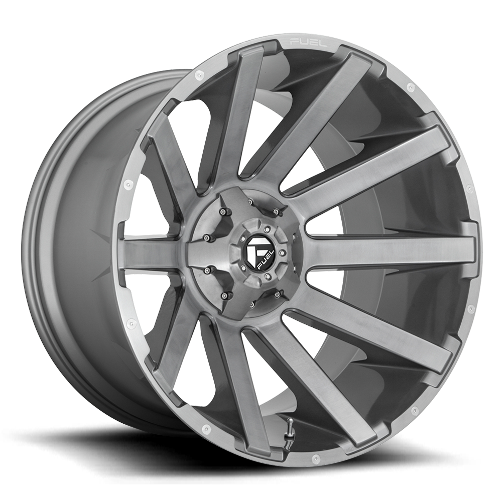 Aluminum 20X10 Contra Platinum D714 Brush Gunmetal Gray/Clear Tint Fuel Off Road Wheels-12