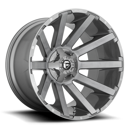 Aluminum 20X10 Contra Platinum D714 Brush Gunmetal Gray/Clear Tint Fuel Off Road Wheels-9
