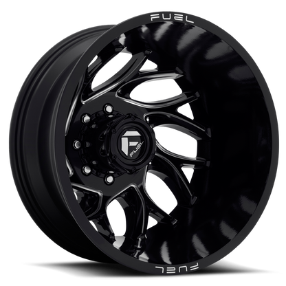 Dually 20X8.25 Runner Dually D741 Gloss Black Milled Fuel Off Road Wheels-12