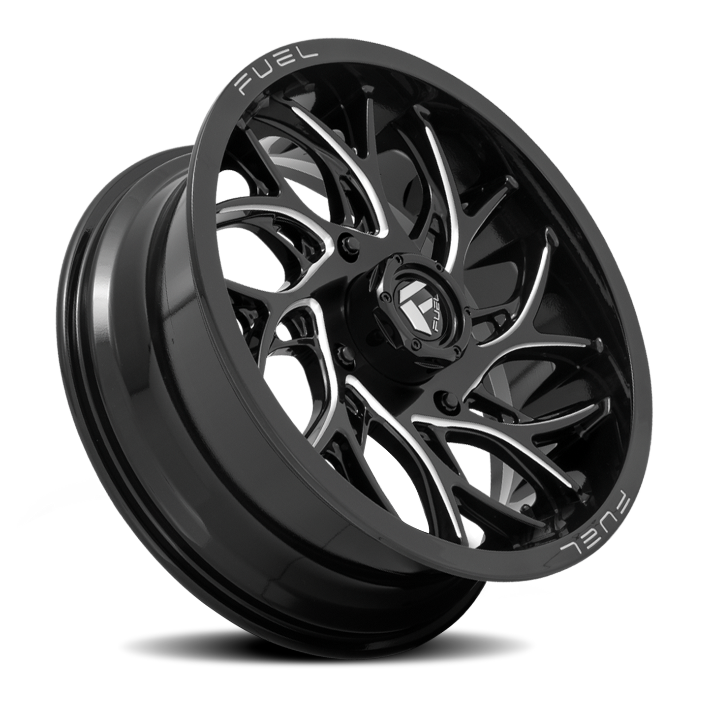 Aluminum 22X7 Runner UTV D741 Gloss Black Milled Fuel Off Road Wheels-4