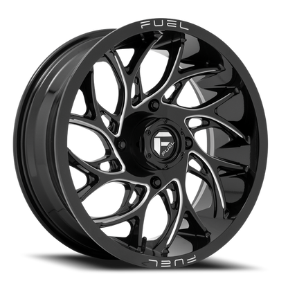 Aluminum 22X7 Runner UTV D741 Gloss Black Milled Fuel Off Road Wheels