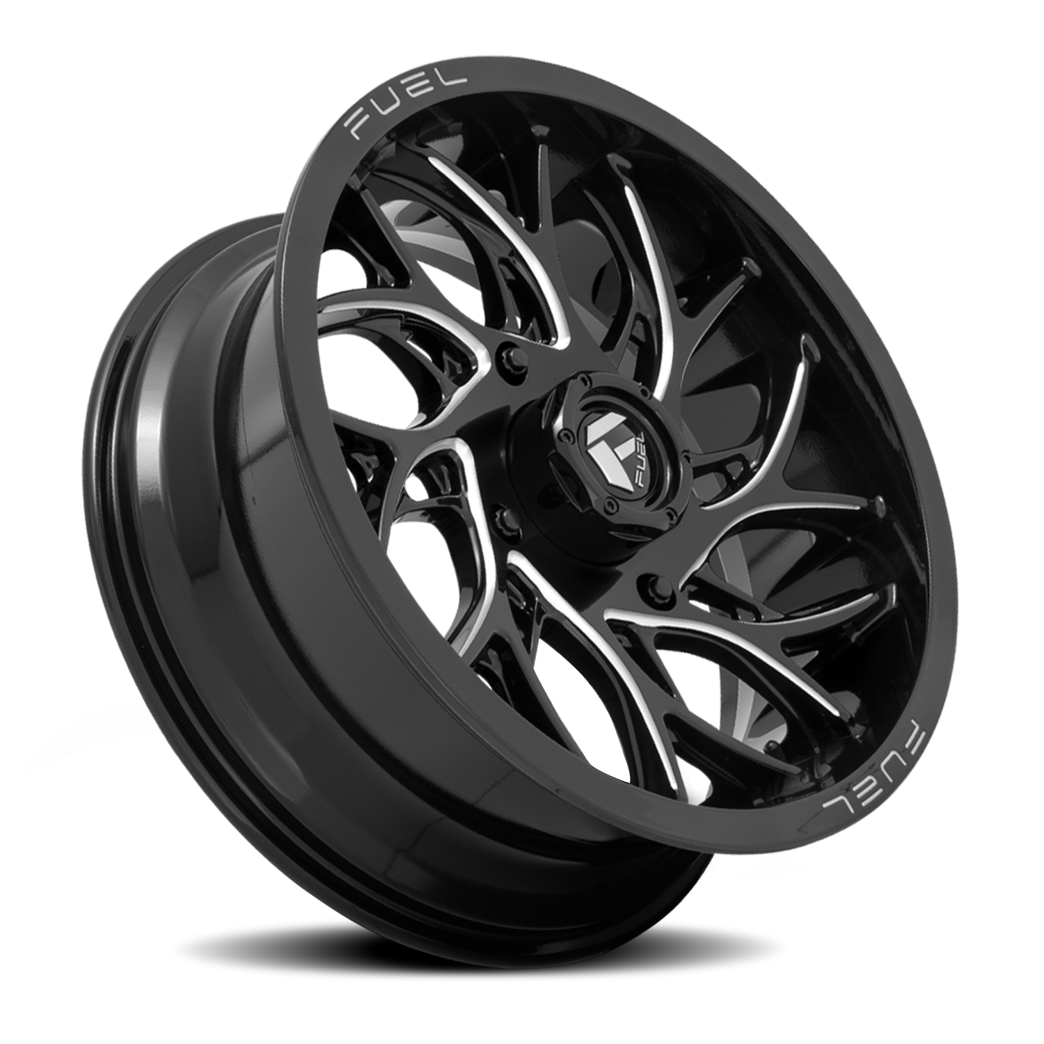 Aluminum 22X7 Runner UTV D741 Gloss Black Milled Fuel Off Road Wheels-1