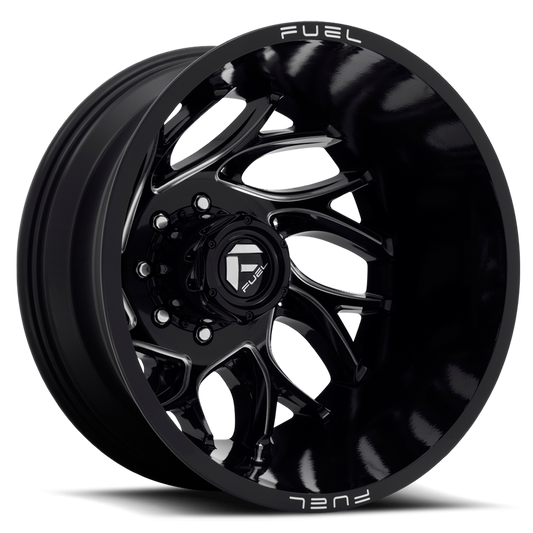 Dually 22X8.25 Runner Dually D741 Gloss Black Milled Fuel Off Road Wheels