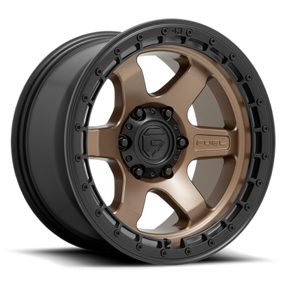 Aluminum 17X9 Block D751 Matte Bronze/Black Ring Fuel Off Road Wheels