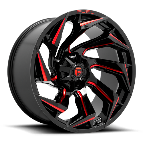 Aluminum 15X8 Reaction D755 Gloss Black Milled Red Tint Fuel Off Road Wheels