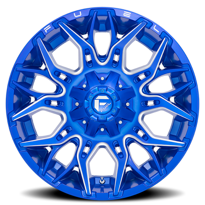 Aluminum 20X9 Twitch D770 Anodized Blue Milled Fuel Off Road Wheels-5