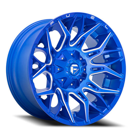 Aluminum 22X10 Twitch D770 Anodized Blue Milled Fuel Off Road Wheels