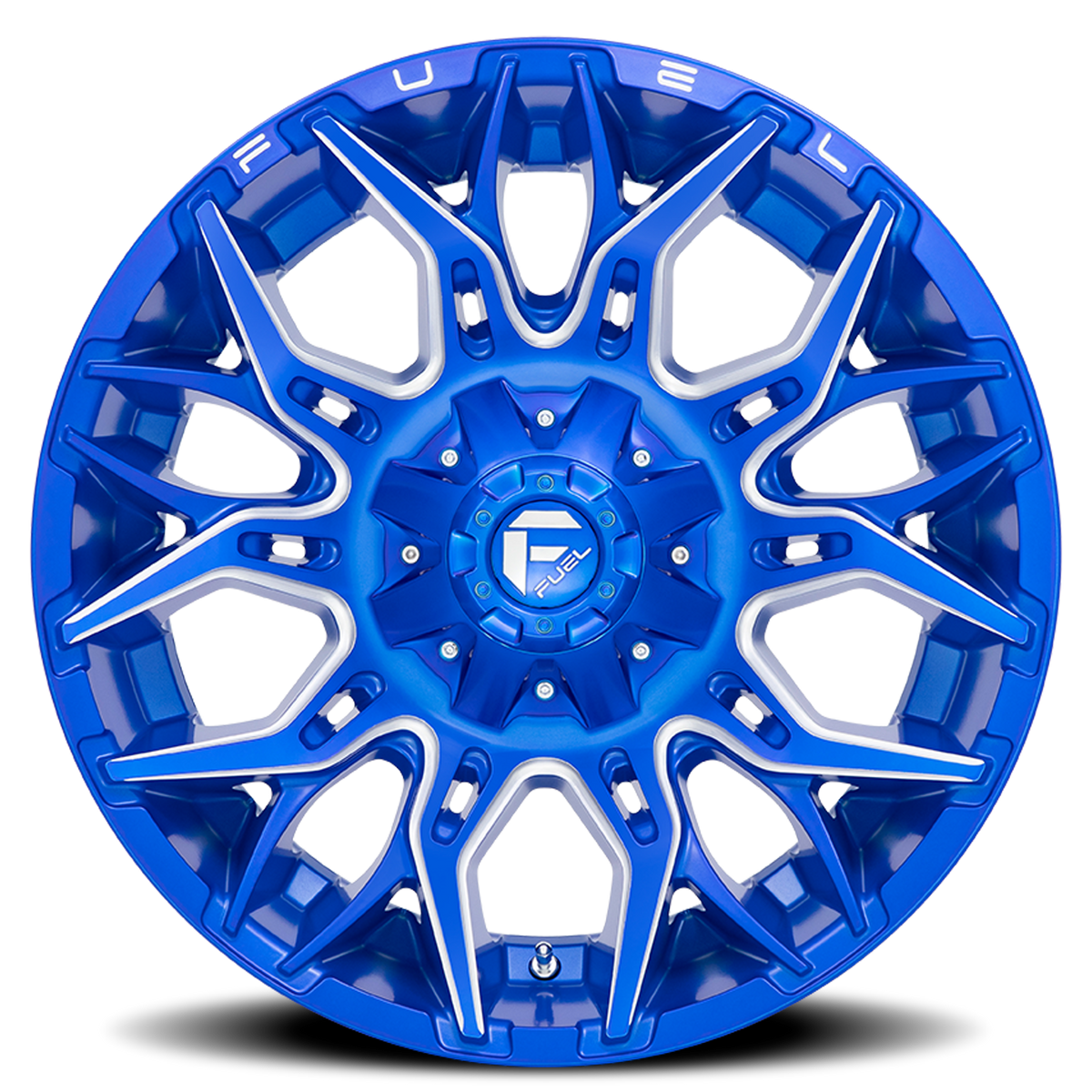 Aluminum 22X10 Twitch D770 Anodized Blue Milled Fuel Off Road Wheels-5