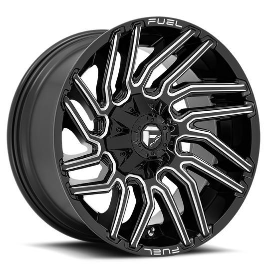 Aluminum 20X10 Typhoon D773 Gloss Black/Milled Fuel Off Road Wheels
