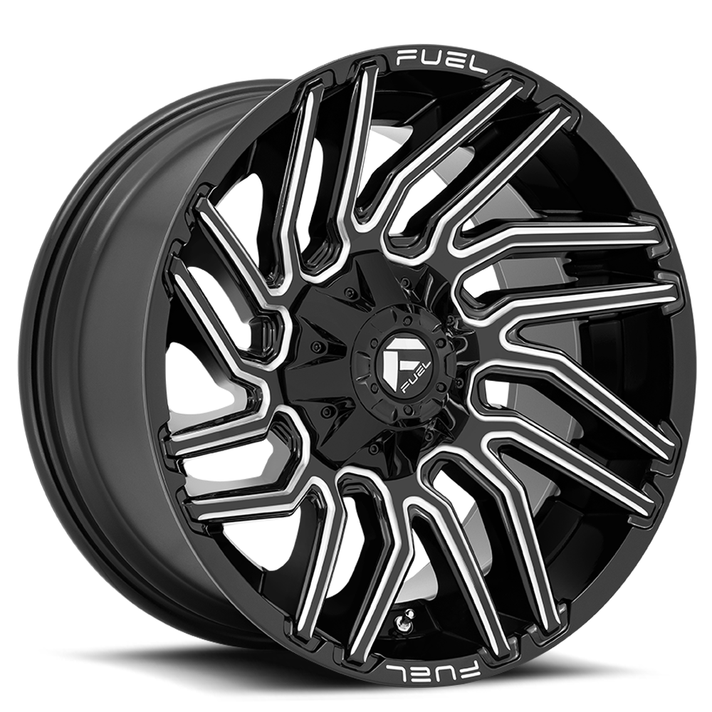 Aluminum 22X10 Typhoon D773 Gloss Black/Milled Fuel Off Road Wheels-9