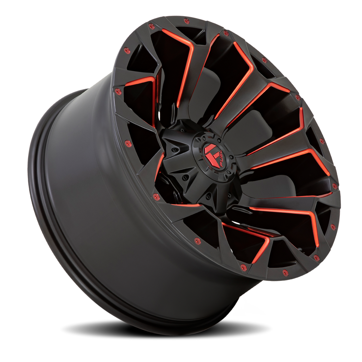Aluminum 17X9 Assault D787 Matte Black Milled Red Tint Fuel Off Road Wheels-10