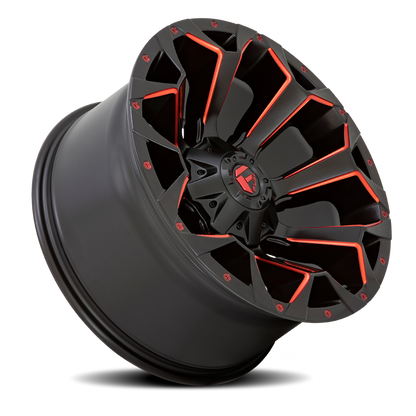 Aluminum 17X9 Assault D787 Matte Black Milled Red Tint Fuel Off Road Wheels-7
