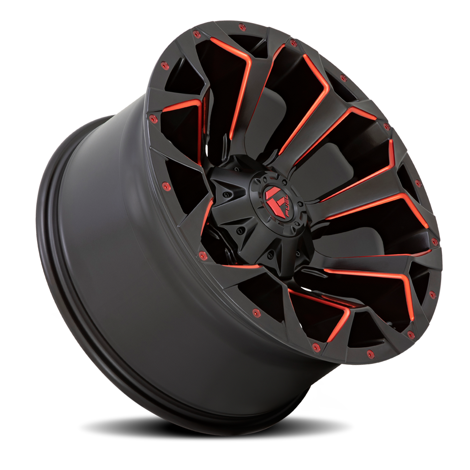 Aluminum 17X9 Assault D787 Matte Black Milled Red Tint Fuel Off Road Wheels-4