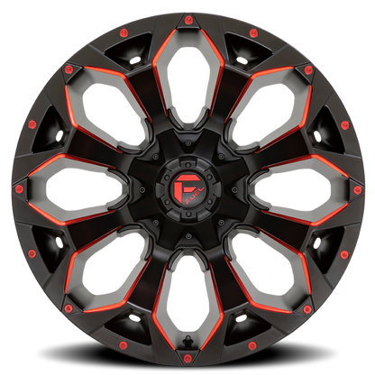 Aluminum 17X9 Assault D787 Matte Black Milled Red Tint Fuel Off Road Wheels-2