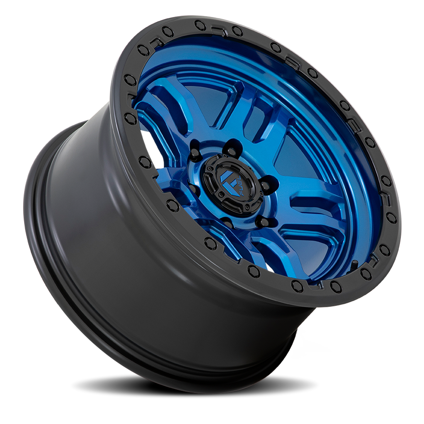 Aluminum 17X9 AMMO D790 Blue W/Black Lip Fuel Off Road Wheels-4