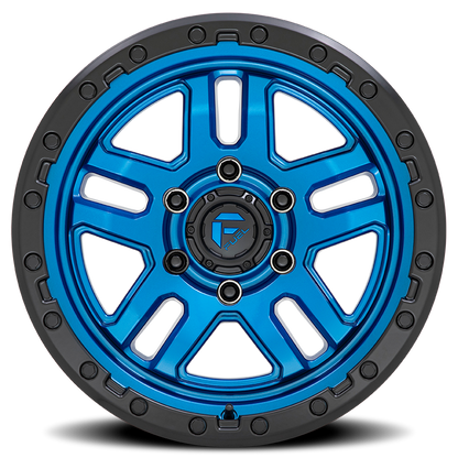 Aluminum 17X9 AMMO D790 Blue W/Black Lip Fuel Off Road Wheels-5
