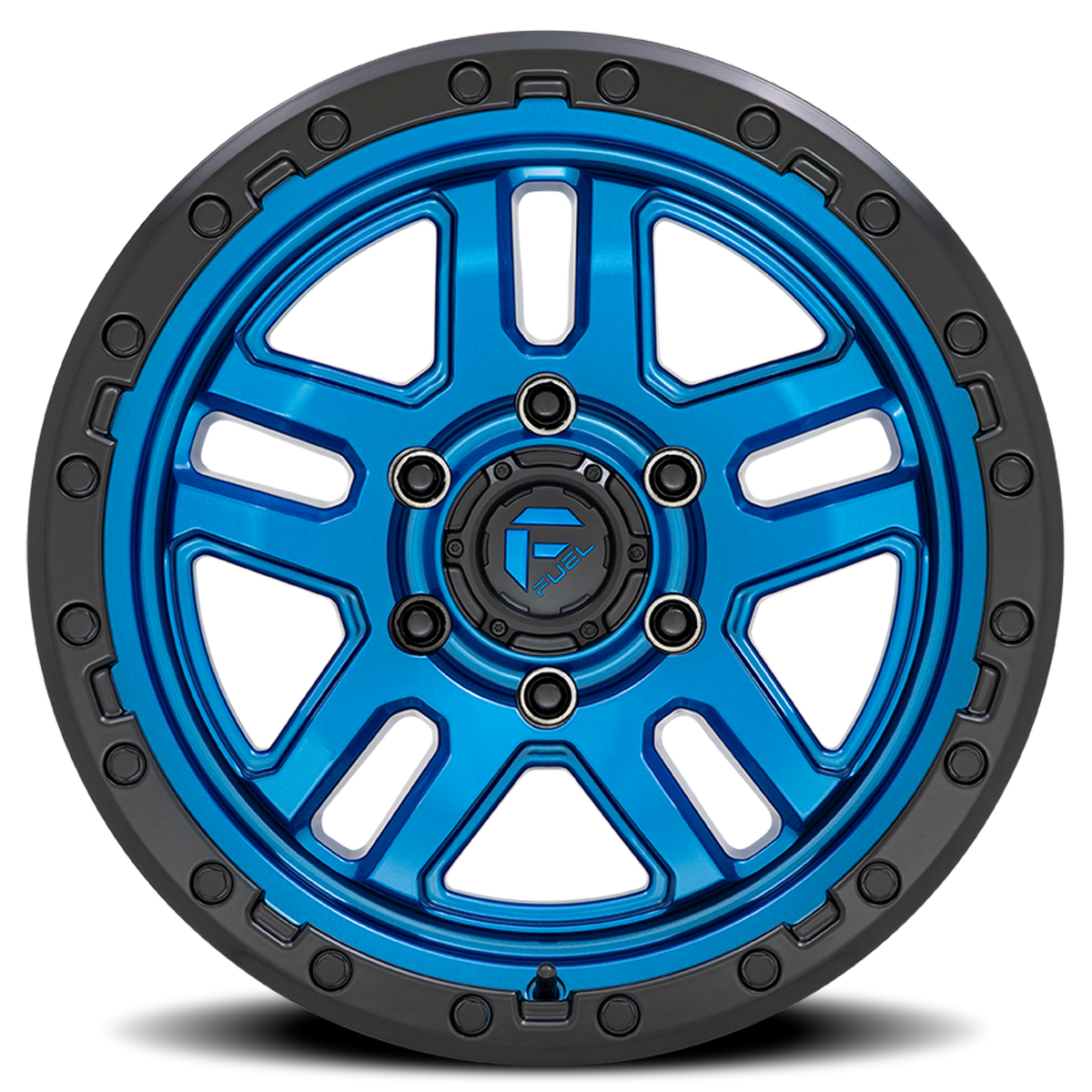 Aluminum 17X9 AMMO D790 Blue W/Black Lip Fuel Off Road Wheels-5