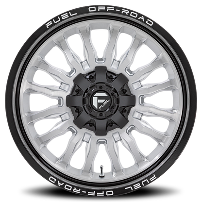 Aluminum 20X10 Arc D798 Silver/Brushed Face-Milled Black Lip Fuel Off Road Wheels-5