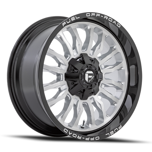 Aluminum 20X10 Arc D798 Silver/Brushed Face-Milled Black Lip Fuel Off Road Wheels