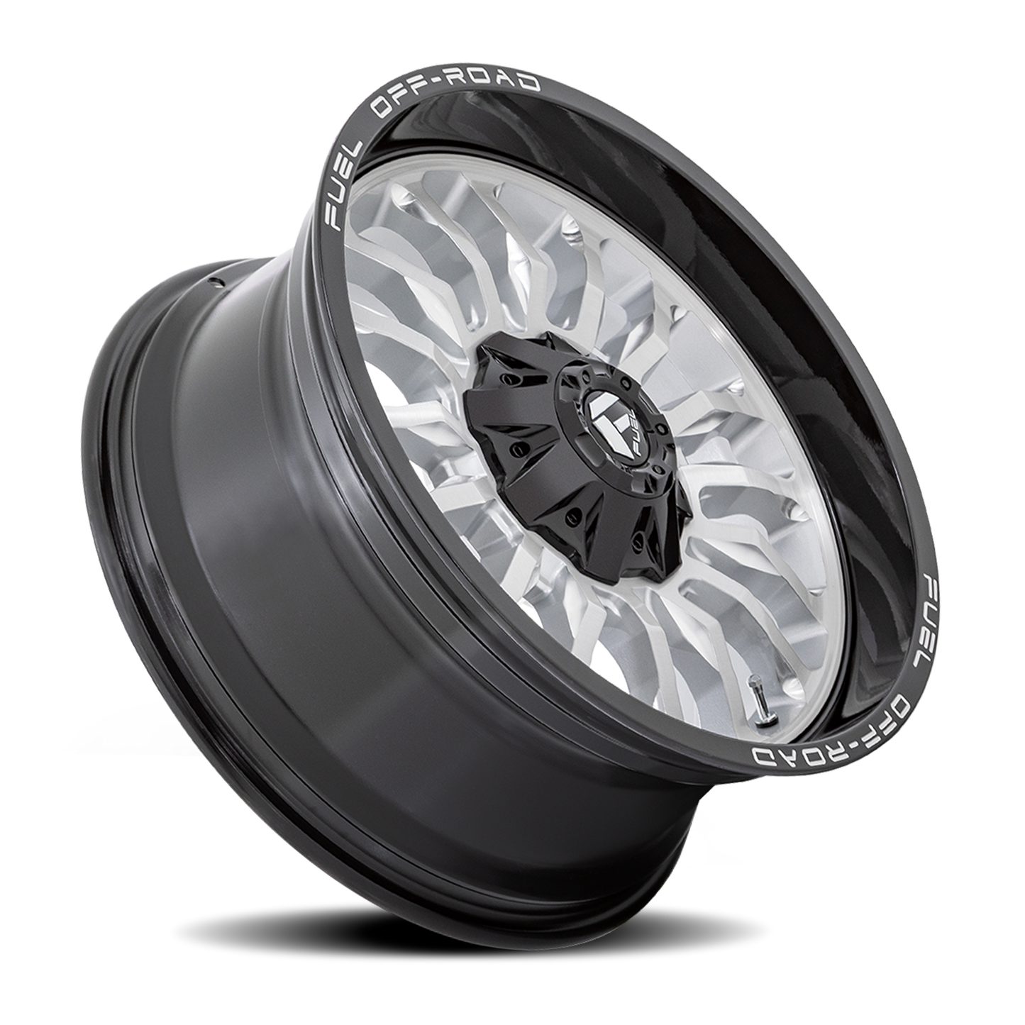 Aluminum 20X10 Arc D798 Silver/Brushed Face-Milled Black Lip Fuel Off Road Wheels-1