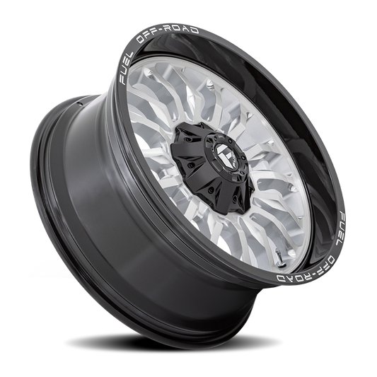 Aluminum 22X10 Arc D798 Silver/Brushed Face-Milled Black Lip Fuel Off Road Wheels-1