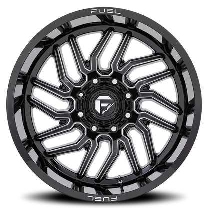 Aluminum 20X10 Hurricane D807 Gloss Black Milled Fuel Off Road Wheels-20