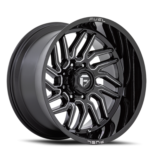 Aluminum 20X10 Hurricane D807 Gloss Black Milled Fuel Off Road Wheels