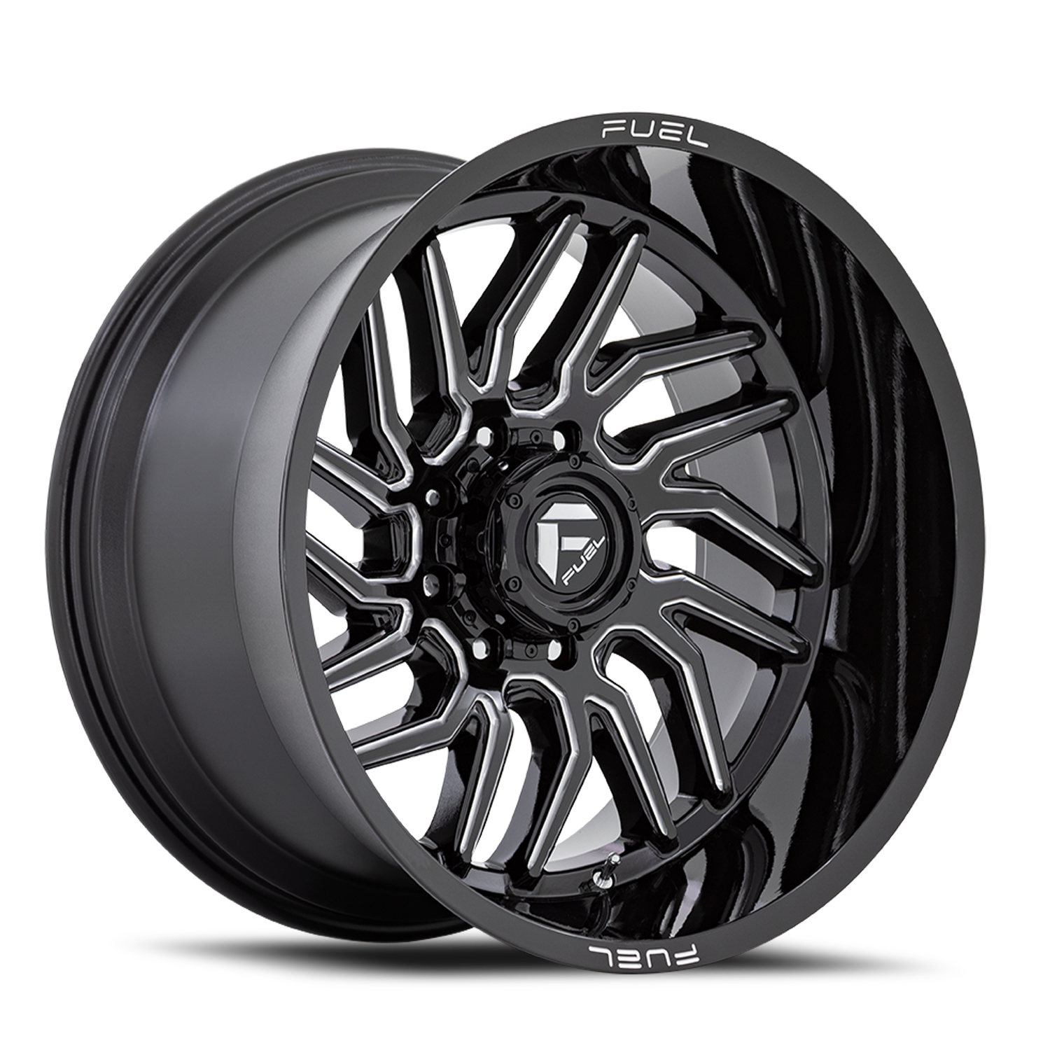 Aluminum 22X12 Hurricane D807 Gloss Black Milled Fuel Off Road Wheels