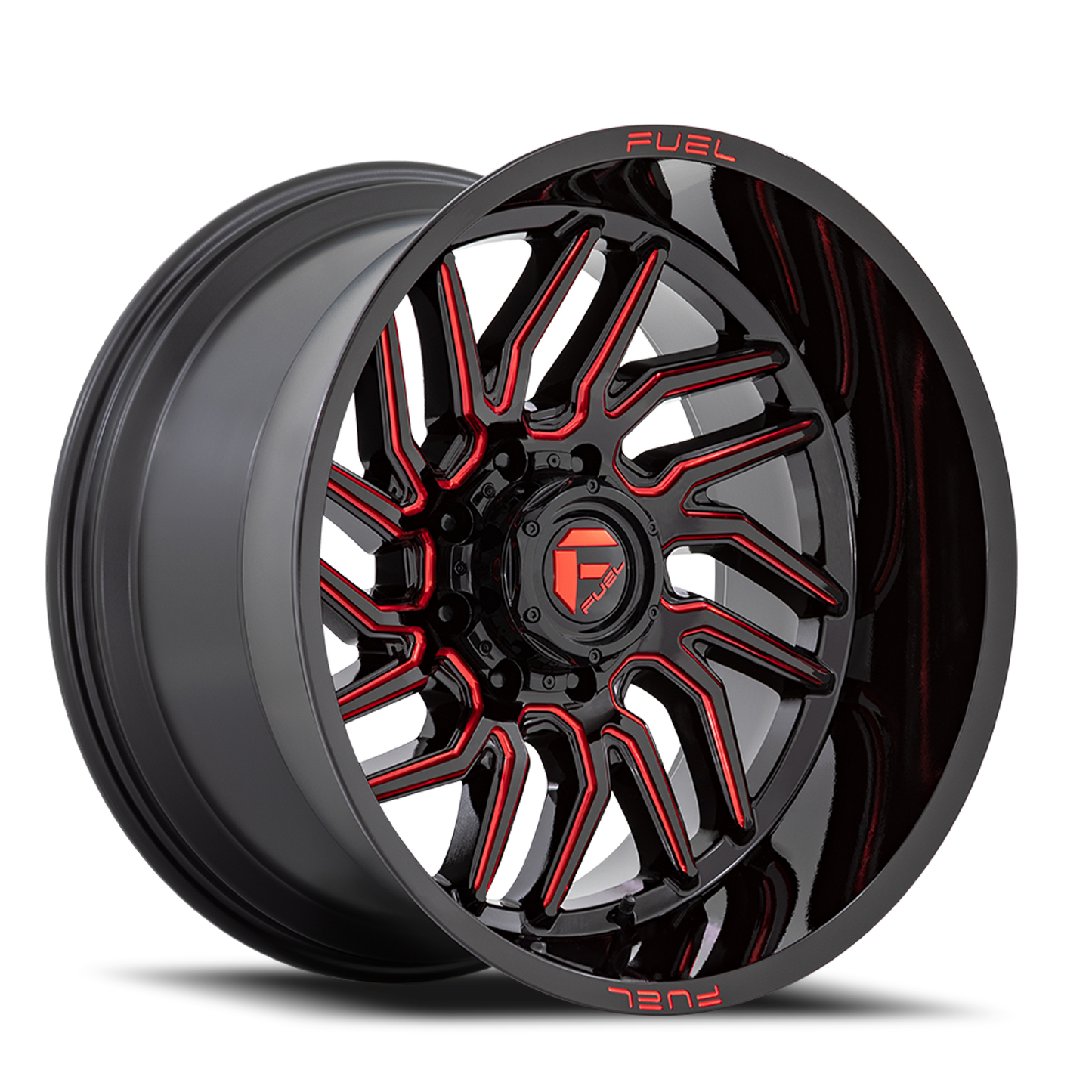 Aluminum 20X10 Hurricane D808 Gloss Black/Red Milled Fuel Off Road Wheels-18