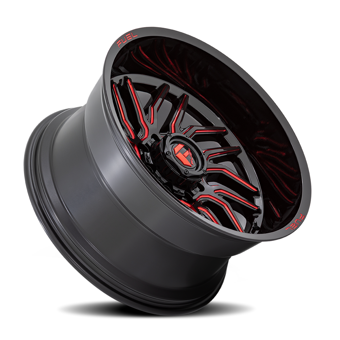 Aluminum 20X10 Hurricane D808 Gloss Black/Red Milled Fuel Off Road Wheels-19