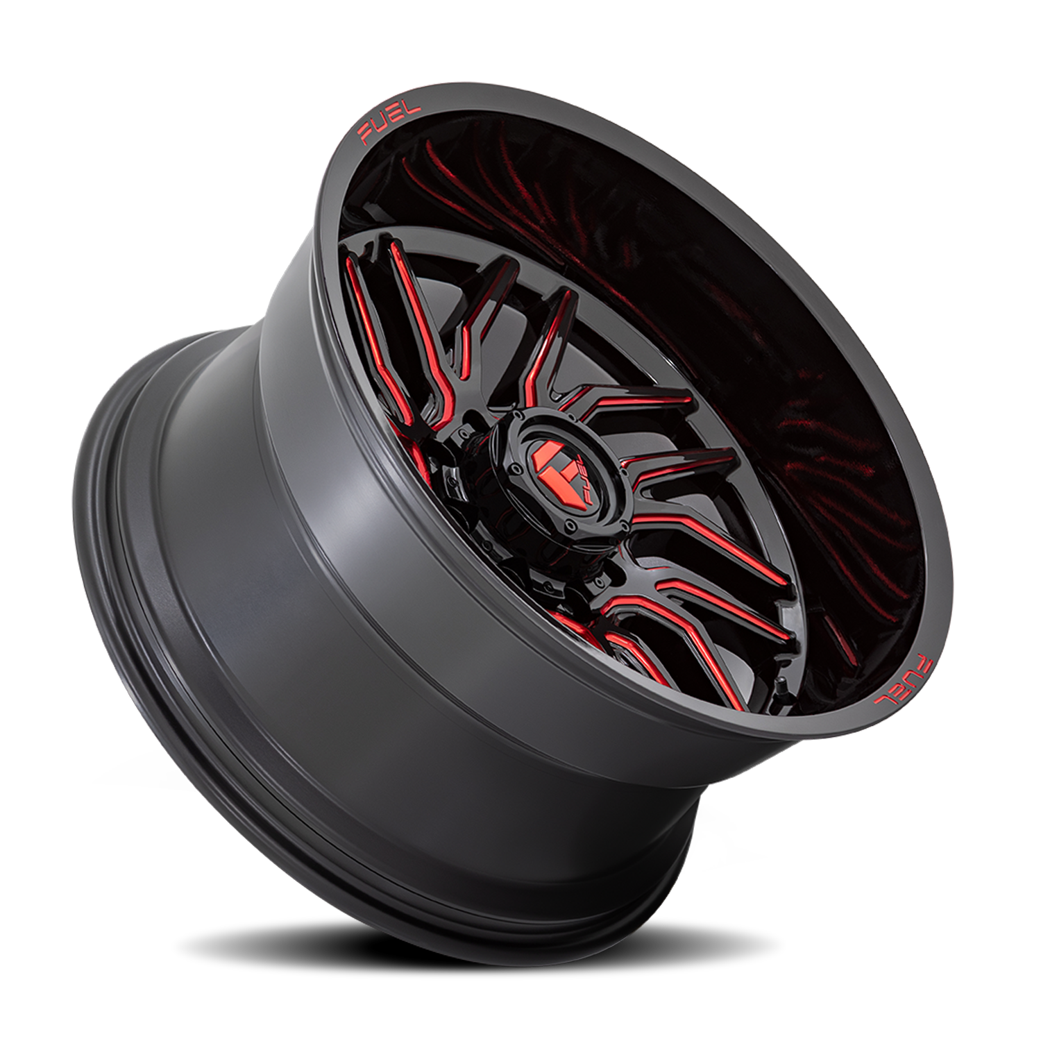 Aluminum 20X10 Hurricane D808 Gloss Black/Red Milled Fuel Off Road Wheels-19