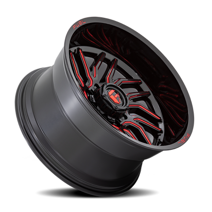 Aluminum 20X10 Hurricane D808 Gloss Black/Red Milled Fuel Off Road Wheels-4