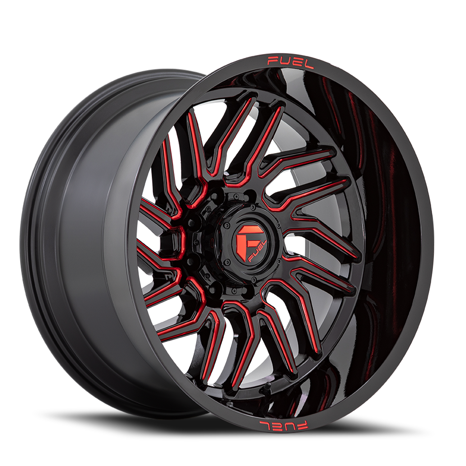 Aluminum 20X9 Hurricane D808 Gloss Black/Red Milled Fuel Off Road Wheels