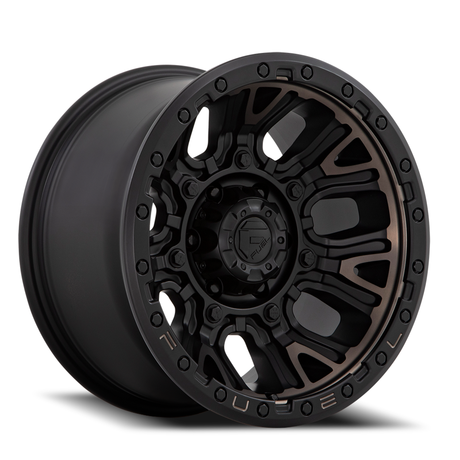 Aluminum 17X9 Traction D824 Matte Black Double Dark Tint Fuel Off Road Wheels
