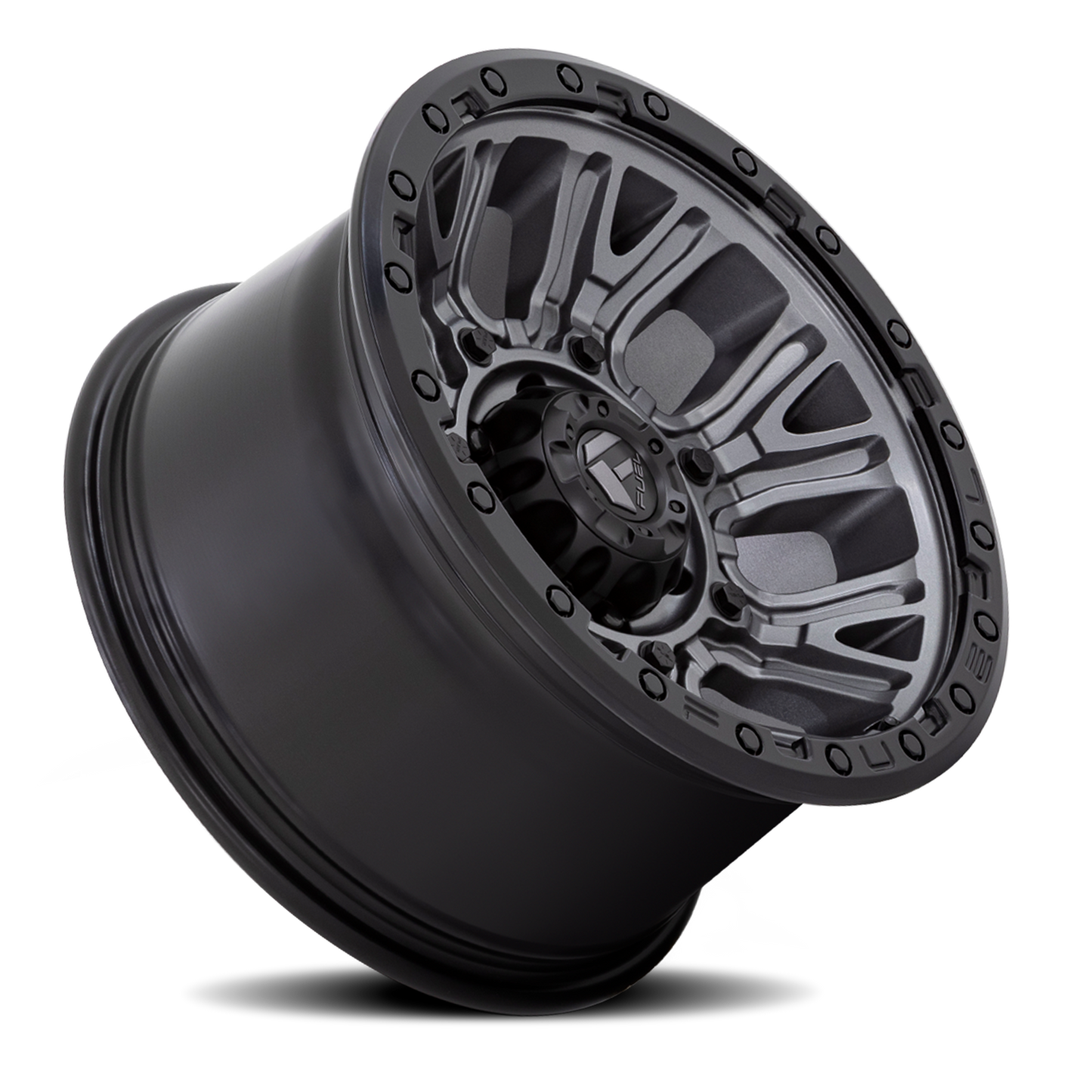Aluminum 17X9 Traction D825 Gunmetal Gray/Black Ring Fuel Off Road Wheels-10