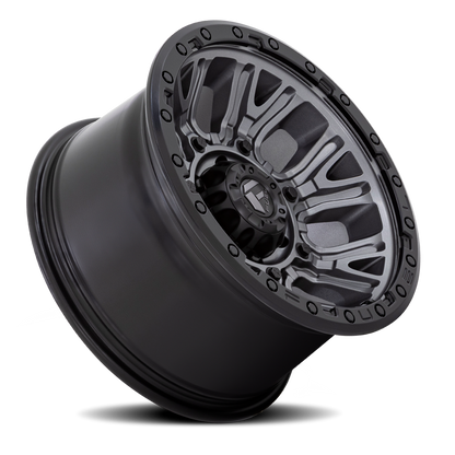 Aluminum 17X9 Traction D825 Gunmetal Gray/Black Ring Fuel Off Road Wheels-10