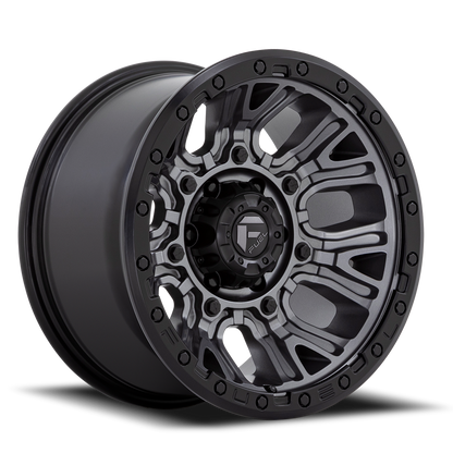 Aluminum 17X9 Traction D825 Gunmetal Gray/Black Ring Fuel Off Road Wheels-6