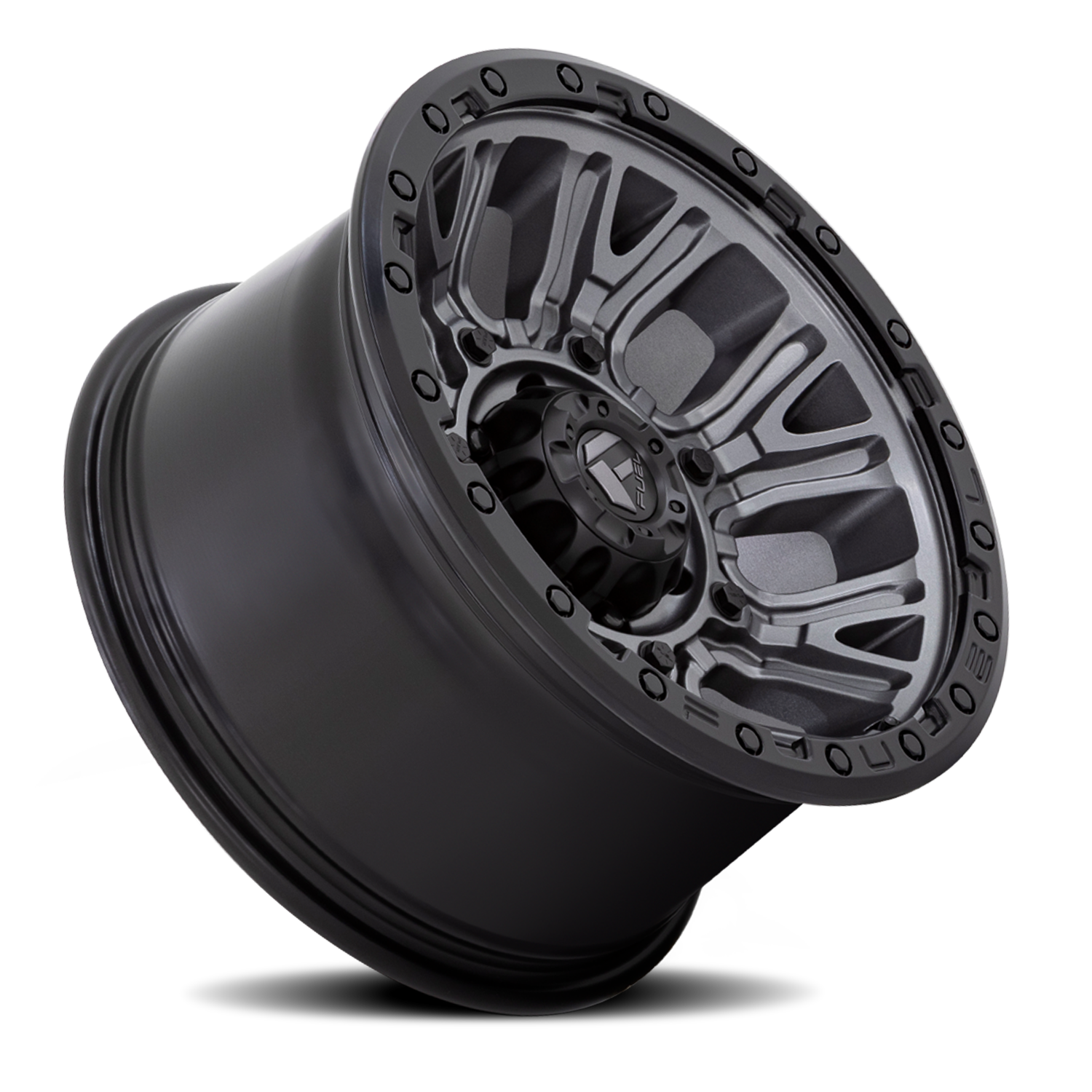 Aluminum 17X9 Traction D825 Gunmetal Gray/Black Ring Fuel Off Road Wheels-7