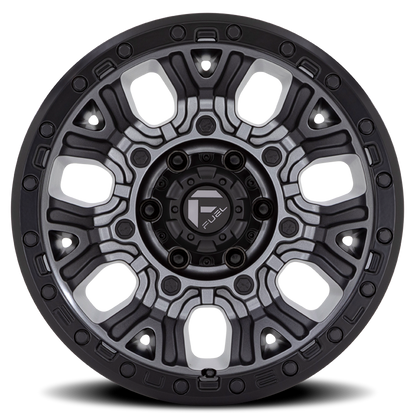 Aluminum 17X9 Traction D825 Gunmetal Gray/Black Ring Fuel Off Road Wheels-8