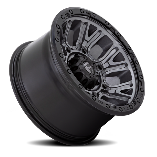 Aluminum 20X9 Traction D825 Gunmetal Gray/Black Ring Fuel Off Road Wheels-1